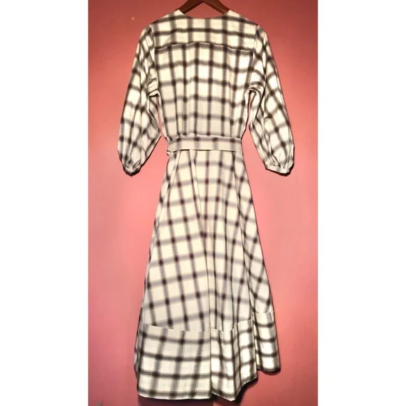Zara Oversized Cotton Plaid Shirt Dress With Belt Tie Lagenlook Long Sleeves - Picture 8 of 12